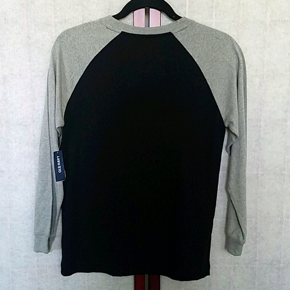 NWT Old Navy Navy blue/gray baseball tee. Boy's L. - Picture 2 of 4